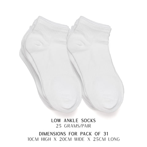 31 Pairs of High Cotton Low Ankle Men's Socks - New Socks Daily