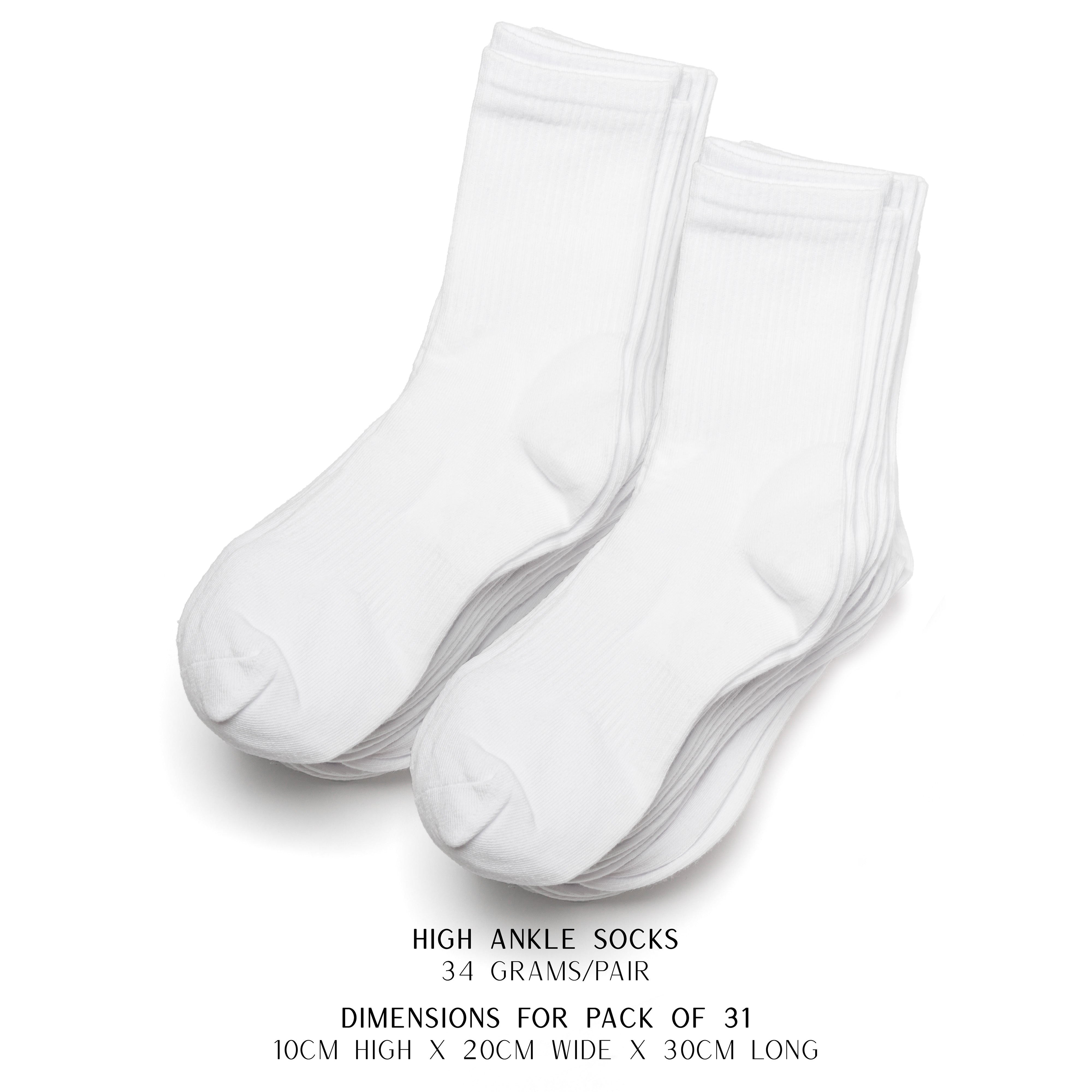 31 Pairs of High Cotton High Ankle Men's Socks with Antifungal Powder - New Socks Daily